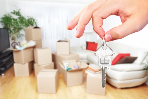 Preparation checklist for a home move in Lee with boxes and household items