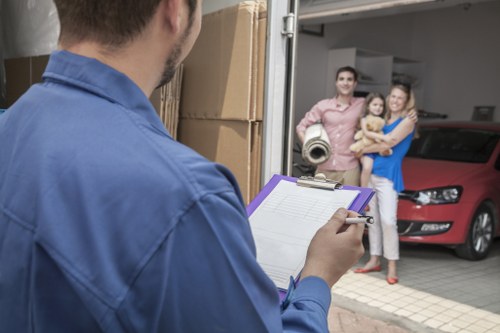 Moving truck and boxes for removals near Lee homes