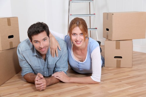 Furniture and household items loaded into a moving van in Lee