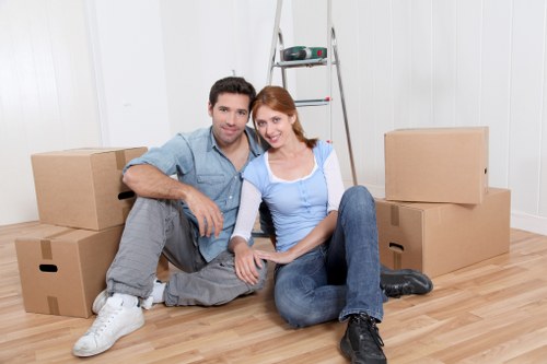 Boxes and furniture being prepared for local removals in Lee