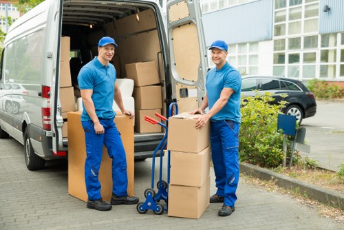 Local moving team transporting furniture for a home or office move