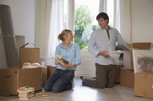 Furniture and boxes prepared for a local house relocation