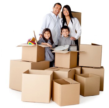 Packed office boxes ready for relocation in Lee